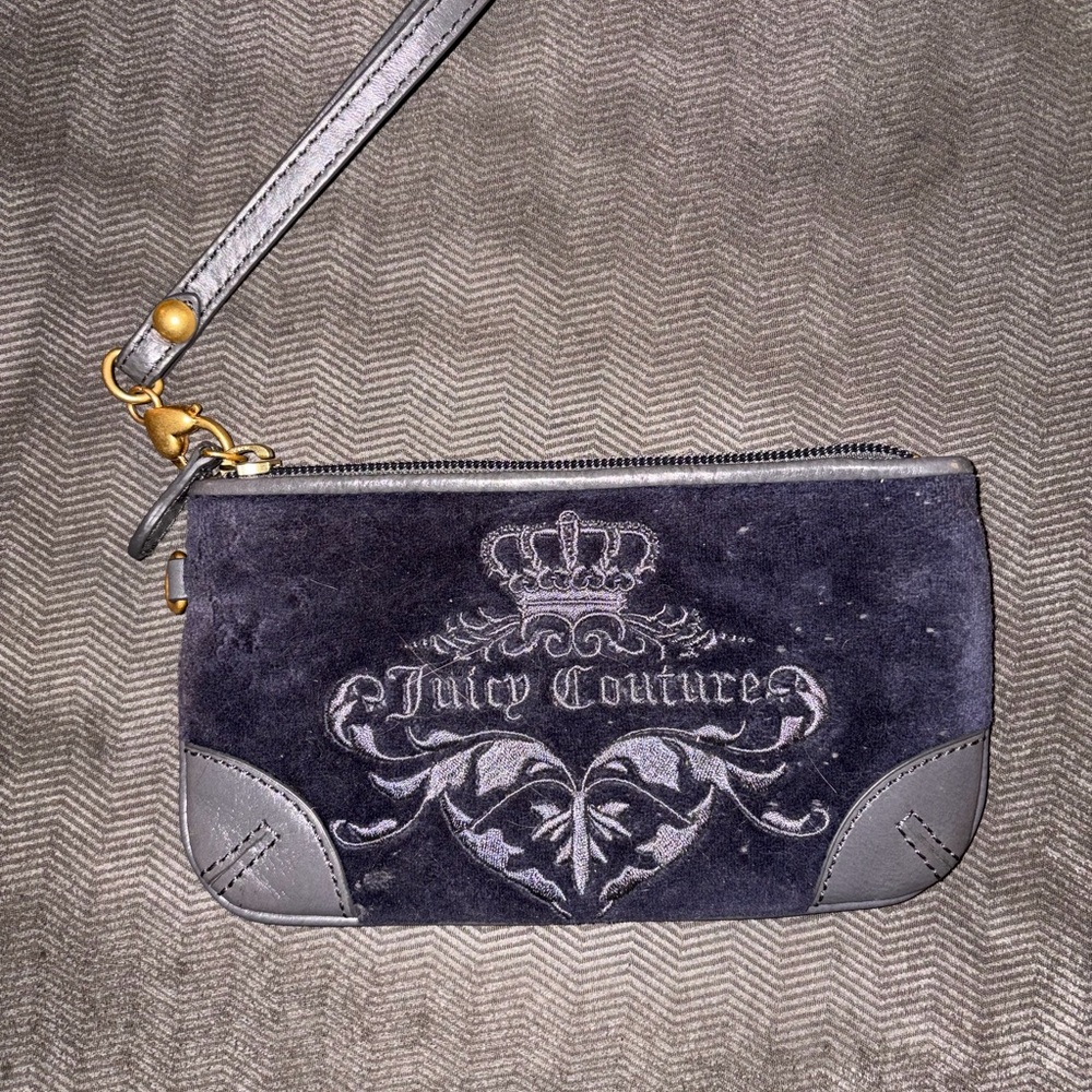 Juicy Couture Black/Blue and Gold Wristlet